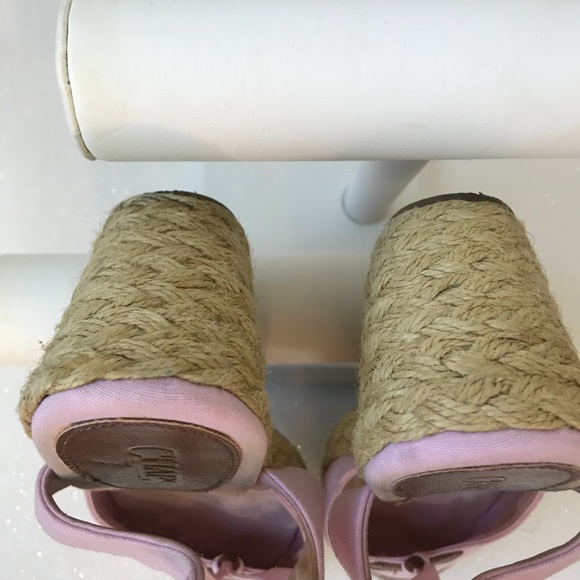 Chaps Clarissa Canvas Espadrille Wedges Pink - Picture 4 of 8